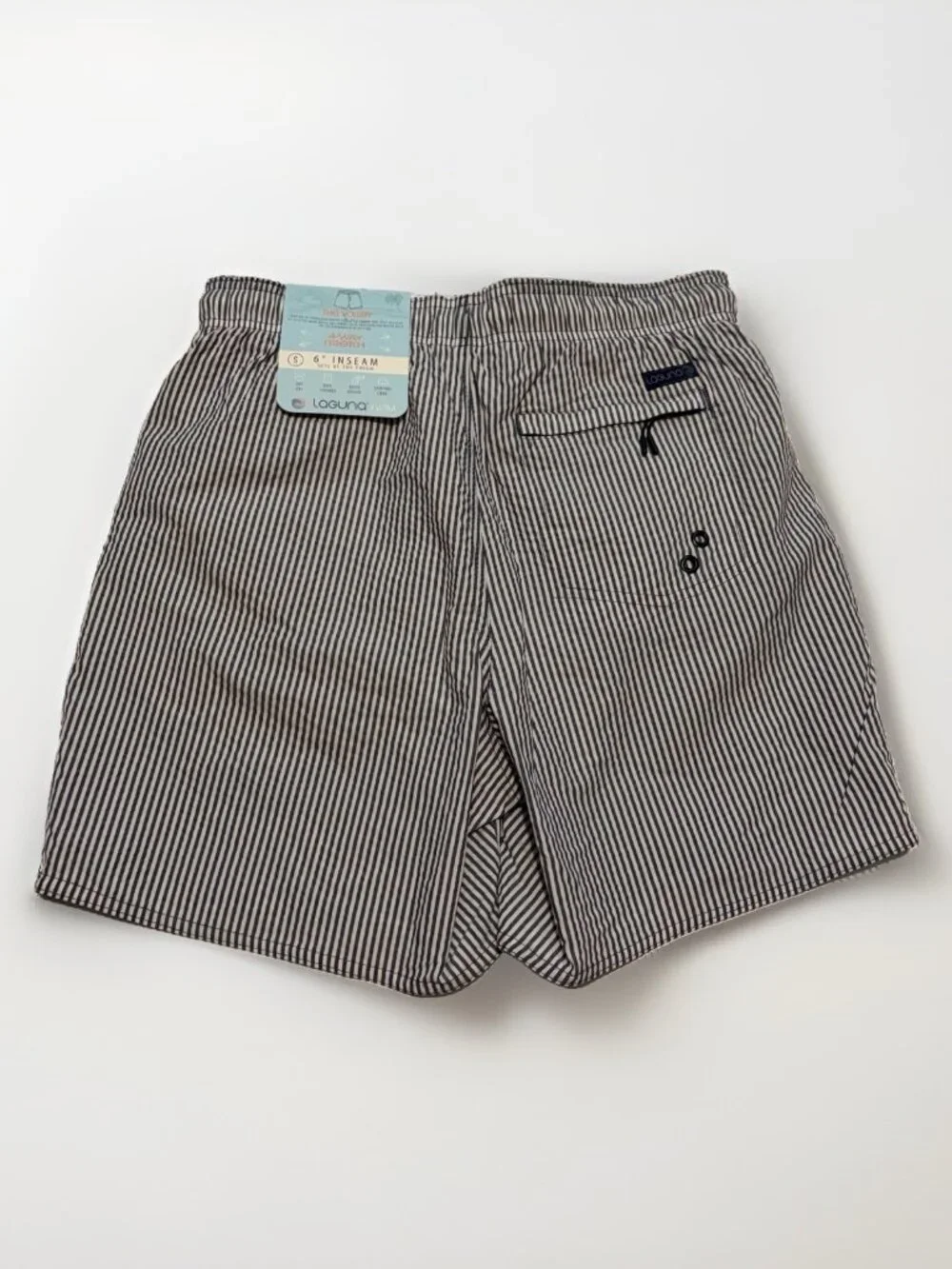 Laguna Swim The Volley Swim Trunks Mens S Blue White Striped Drawstring Pockets
